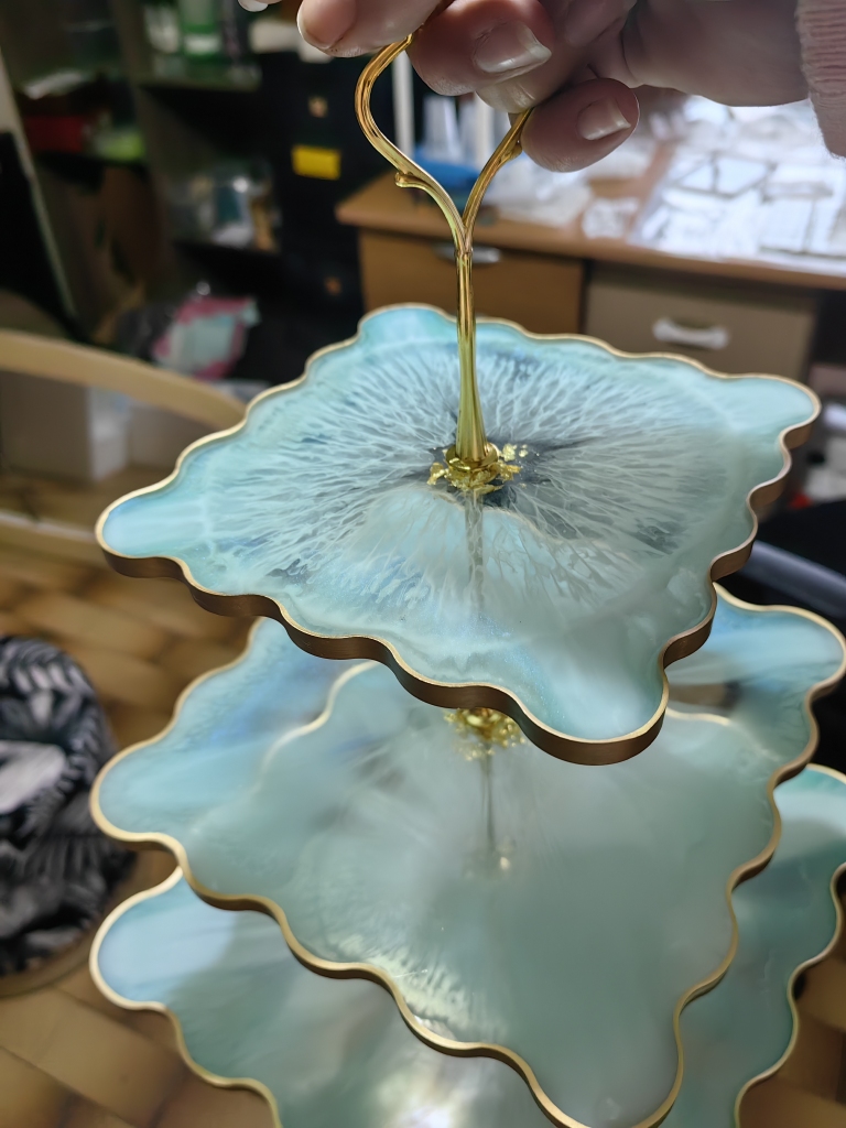 This is a picture of a tray. It was made with resin